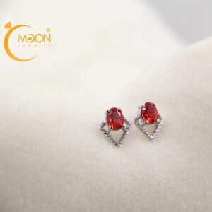 Bông tai CZ đỏ cam (B0014)