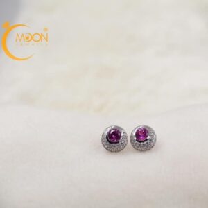 Bông tai đính đá amethyst (B0035)