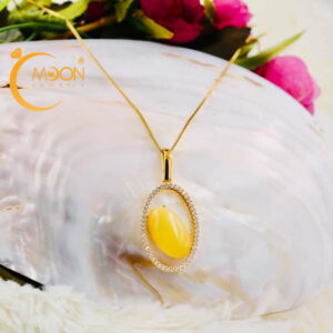 Mặt hổ phách Baltic màu vàng bơ (MHP0012)