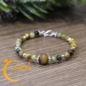 Vòng đá mắt hổ thiết kế xỏ dây bạc