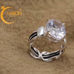 Nhẫn lông đuôi voi đính đá CZ