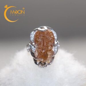 Nhẫn tỳ hưu thạch anh tóc vàng nâu (N0150)