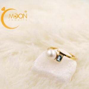 Nhẫn ngọc trai đá Aquamarine (V0001)