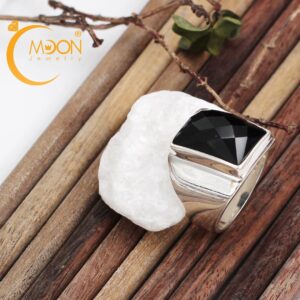 Nhẫn nam đính đá Onyx mài giác (N0113)