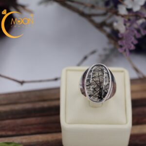 Nhẫn nam đính đá thạch anh tóc đen (N0120)