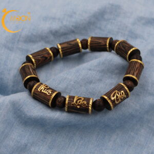 Vòng trầm hương bọc vàng Phúc Lộc Thọ 10mm (VG0008)