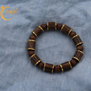 Vòng gỗ trầm hương bọc vàng đốt tròn (VG0010)