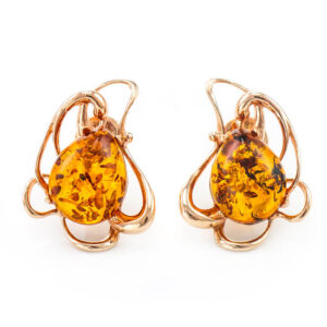 Bông tai hổ phách Baltic màu cognac (BHP0086)