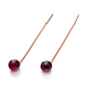 Bông tai hổ phách Baltic màu cherry (BHP0093)