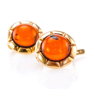 Bông tai hổ phách Baltic Cognac (BHP0095)