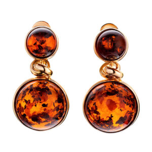 Bông tai hổ phách Baltic màu cognac (BHP0098)