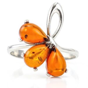 Nhẫn hổ phách Baltic màu cognac (NHP0077)