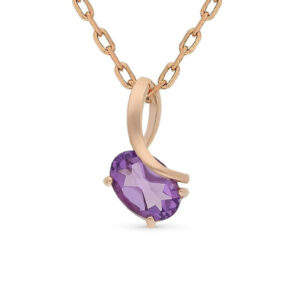 Mặt dây chuyền vàng 14K đính đá Amethyst (V0042)