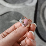 Nhẫn vàng 14K đính đá Topaz và 10 viên kim cương tấm - Ảnh 3