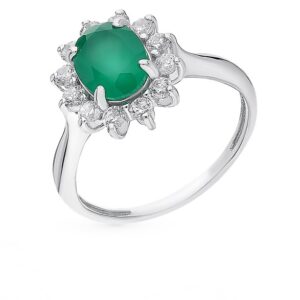 Nhẫn đính đá agate green imitation (N0229)