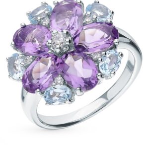 Nhẫn Đính Đá Amethyst và Topaz (N0286)