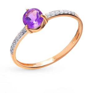 Nhẫn vàng 14K đính đá Amethyst (V0022)