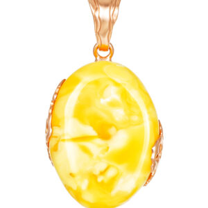 Mặt Hổ Phách Baltic Vàng Bơ (MHP0061)