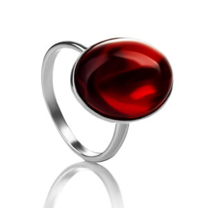 Nhẫn hổ phách Baltic màu cherry (NHP0097)