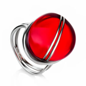 Nhẫn hổ phách Baltic màu cherry (NHP0098)