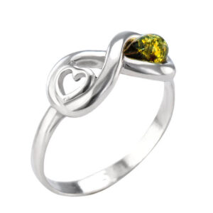 Nhẫn hổ phách Baltic màu xanh lá dạng infinite (NHP0101)