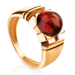 Nhẫn Hổ Phách Baltic Cognac Vàng 14K (V0070)