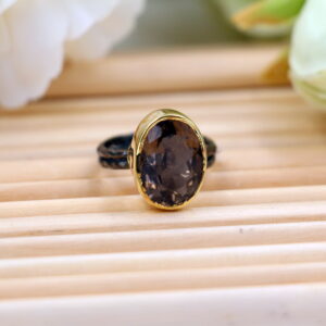 Nhẫn thiết kế đá Brown Smoky Quartz - Turkish Handcrafted (N0364)