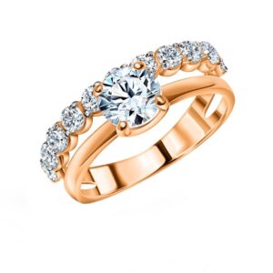 Nhẫn Vàng Hồng 14K đính đá Fianite