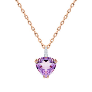 Mặt Dây Chuyền Vàng 14K Đính Đá Amethyst và Kim Cương Tấm