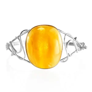 Lắc Hổ Phách Baltic nguyên khối màu Vàng Bơ (LHP0097)