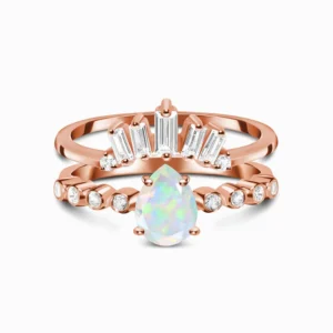 Nhẫn Hai Vòng Đính Đá Opal Hình Vương Miện