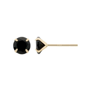 14K Gold Post Earrings Black