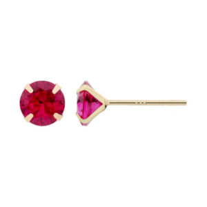 14K Gold Post Earrings Red