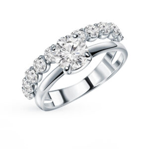 Nhẫn Vàng Trắng 14K Đính Đá Fianite (V0072)