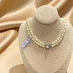Chuỗi Ngọc Trai Nước Mặn Akoya trắng phớt vàng, kèm kiểm định (DNT0079) - Ảnh 3