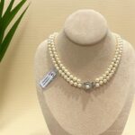 Chuỗi Ngọc Trai Nước Mặn Akoya trắng phớt vàng, kèm kiểm định (DNT0079) - Ảnh 5