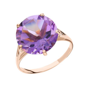 Nhẫn vàng 14KR đính đá chủ Amethyst thiên nhiên