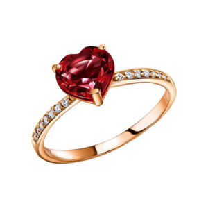 Nhẫn vàng 14KR đính đá Garnet (V0174)