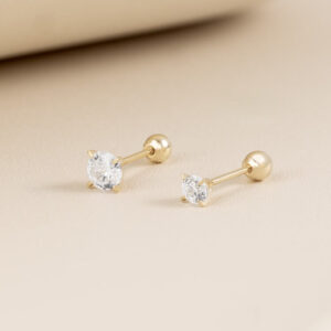 Khuyên Tai Vàng 14KY - Round Cubic Piercing Korean Style