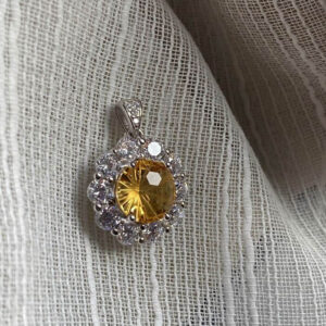 Mặt dây chuyền đính đá Citrine thiên nhiên (M0263)