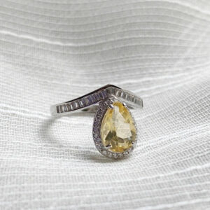 Nhẫn đính đá Citrine thiên nhiên Tear Drop Free Size (N0637)