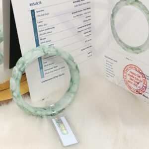 Vòng Kiềng Cẩm Thạch Cao Cấp Type A - Chạm khắc cá chép kim tiền (kèm Kiểm Định)