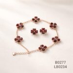 Lắc Tay Đính Đá Garnet thiên nhiên - Cỏ 4 Lá (LB0234) - Ảnh 3