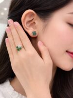 Bông Tai Ngọc Bích Canada cỏ bốn lá may mắn (B0203) - Ảnh 2