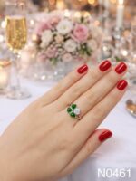 Nhẫn Ngọc Bích Canada cỏ bốn lá may mắn (N0461)