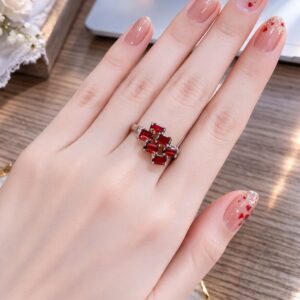 Nhẫn Đính Đá Garnet Thiên Nhiên (N0701)