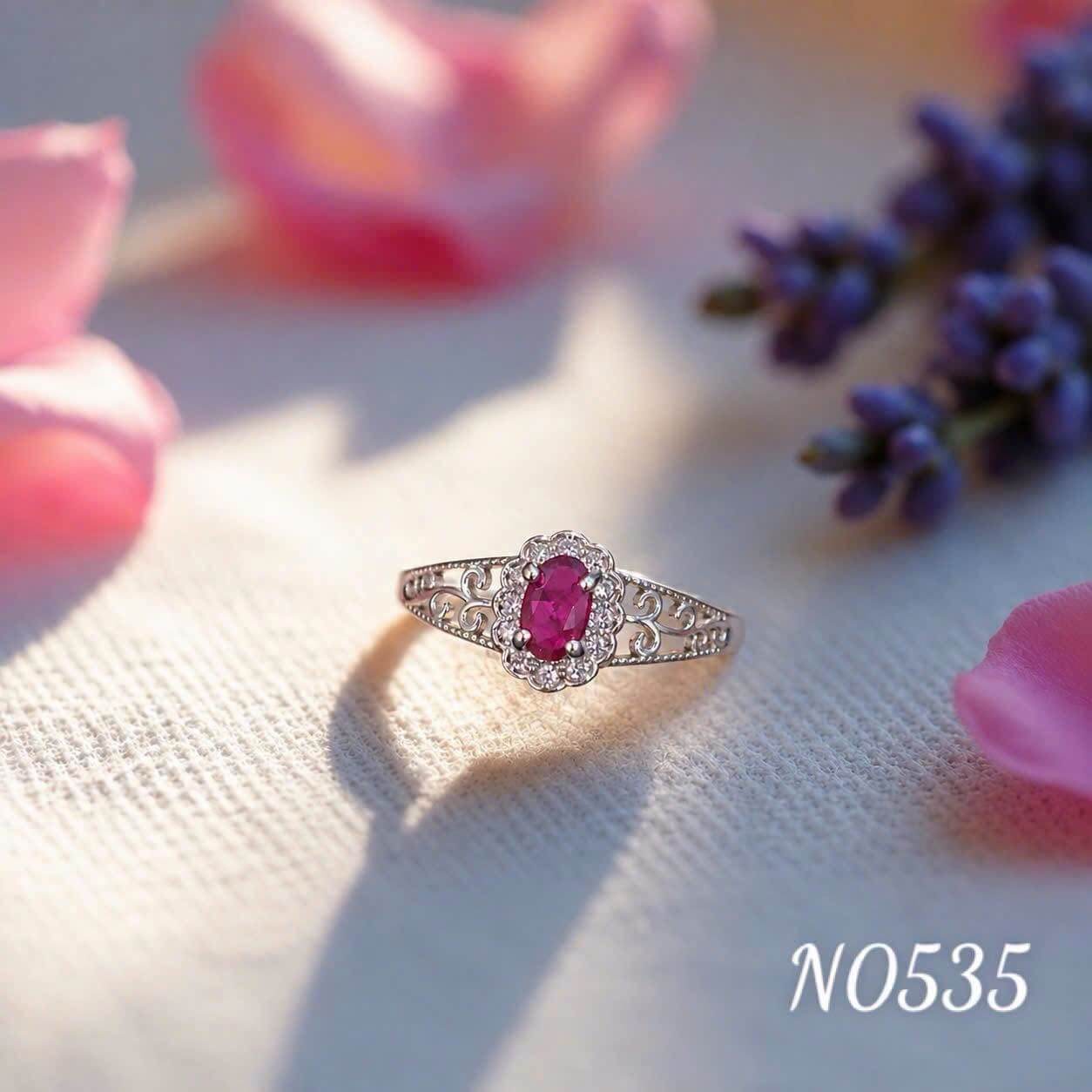 N0535 Nhẫn Free Size Đính Đá Ruby thiên nhiên (N0535) - Ảnh 1