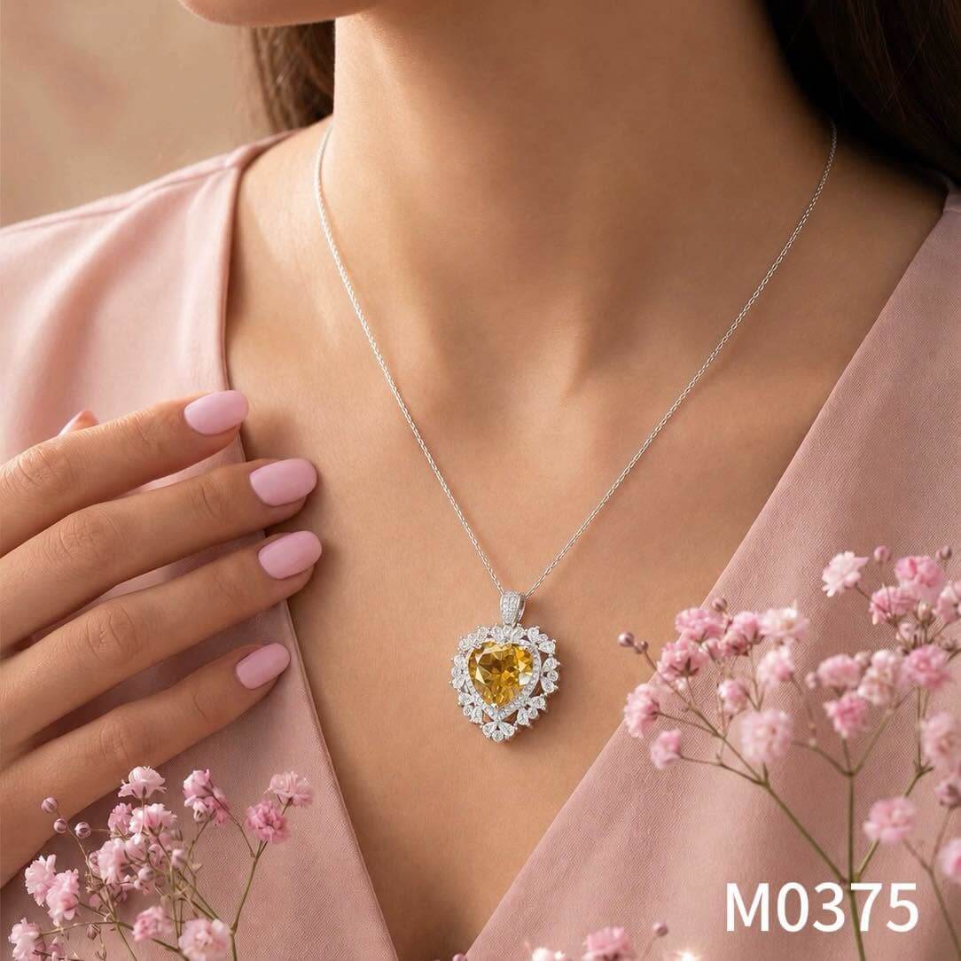 M0375 Mặt Dây Chuyền Đính Đá Citrine Heart Shape (M0375) - Ảnh 1