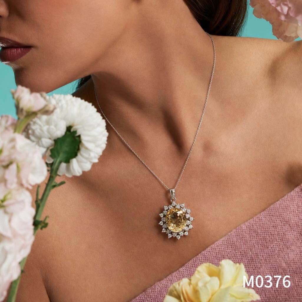 M0376 Mặt Dây Chuyền Đính Đá Citrine (M0376) - Ảnh 1